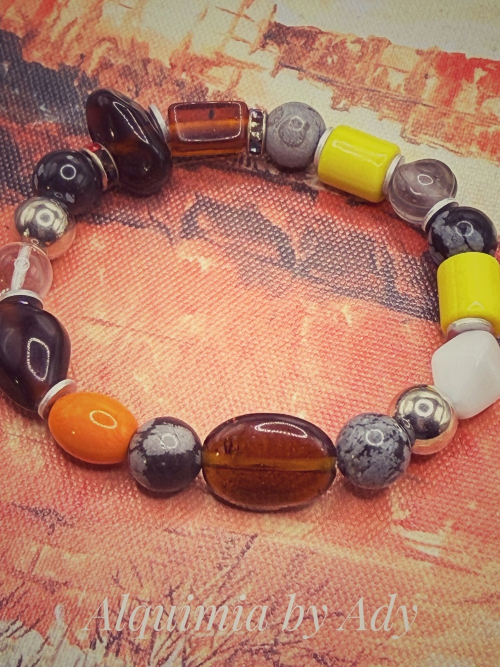 Alquimia Yellow, Orange & Brown Mixed Bead Bracelet